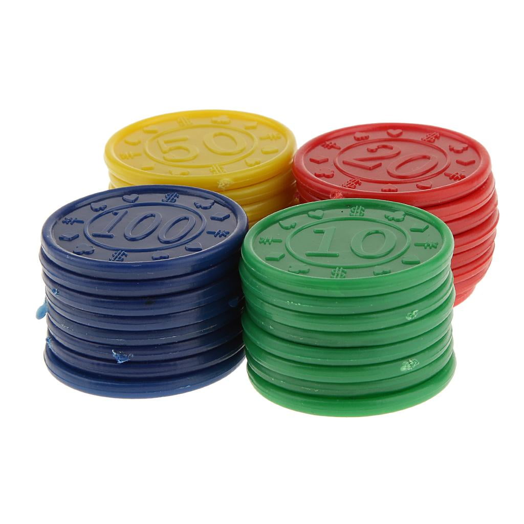 Kloware 128pcs/pack Casino Plastic Numbered Poker Chips Game Tokens Set 10 20 50 100 