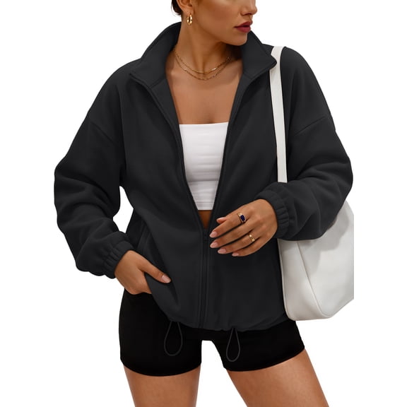 SUNBS Womens Fleece Jackets Zip Up Oversized Sweatshirts Winter Clothes Long Sleeve Sherpa Fall Outfits Fashion