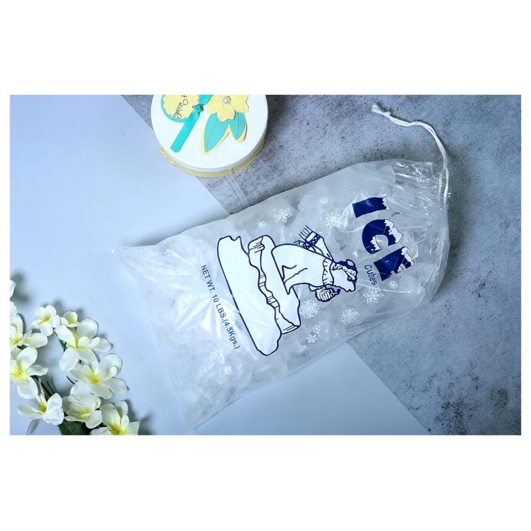 400 Pack Of 10 Lb Ice Bags With Drawstring - Heavy Duty 1.5 Mil Bags For Parties & Commercial Use
