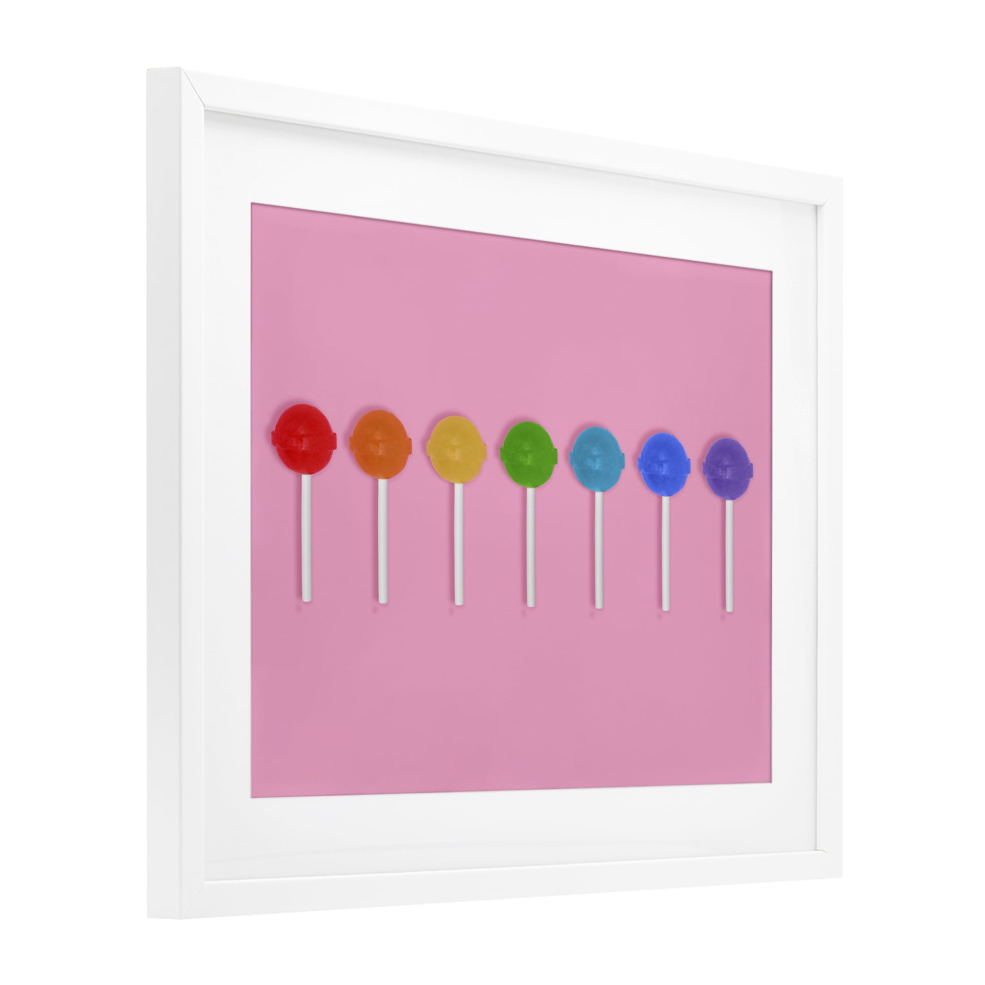 Stupell Industries Row of Rainbow Lollipops White Framed Print Under Glass, design by LISH Creative