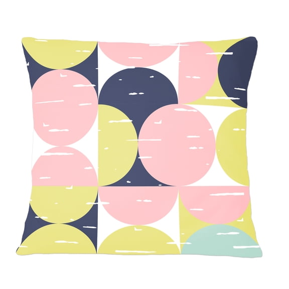 Designart Retro Pastel Circular Pattern I' Mid-Century Modern Throw Pillow - 12x20