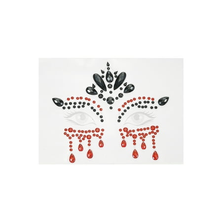 Way to Celebrate Halloween Black and Red Gemstone Temporary Face Gems, Stick-on, 1 Sheet