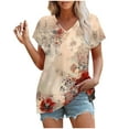thumbnail image 4 of bnaln Womens Summer Tops Trendy Short Sleeve Tshirts Floral Boho Shirts V Neck T Shirts Elegant Flowy Tunic Tops Fashion Loose Fit Pullover Y2K Going Out Tops Holiday Tees, 4 of 4