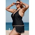 thumbnail image 2 of POGLIP Tankini Noir à Col Licou en V pour Femme Grande Taille avec Garniture Léopard, 2 of 6
