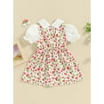 thumbnail image 4 of Bslissey 6M 9M 12M 18M 24M 3T Toddler Baby Girls Puff Short Sleeve Dress Doll Collar Strawberry Heart Print A-line Dress Infant Sweet Summer Princess Dress for Daily Party, 4 of 9
