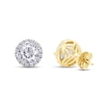 thumbnail image 4 of Halo Stud Earrings Lab Created Moissanite Diamond In 14K Yellow Gold Plated Sterling Silver Jewelry For Women (G-H Color, 1.80 Cttw), 4 of 8