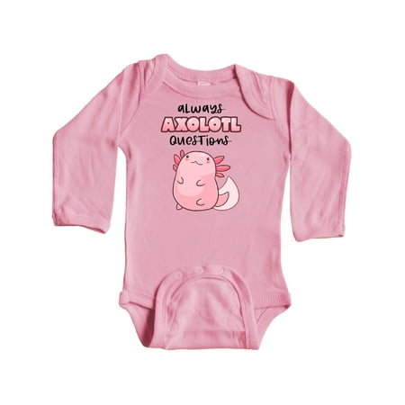 

Inktastic Always Axolotl Questions Cute Curious Axolotl Gift Baby Boy or Baby Girl Long Sleeve Bodysuit