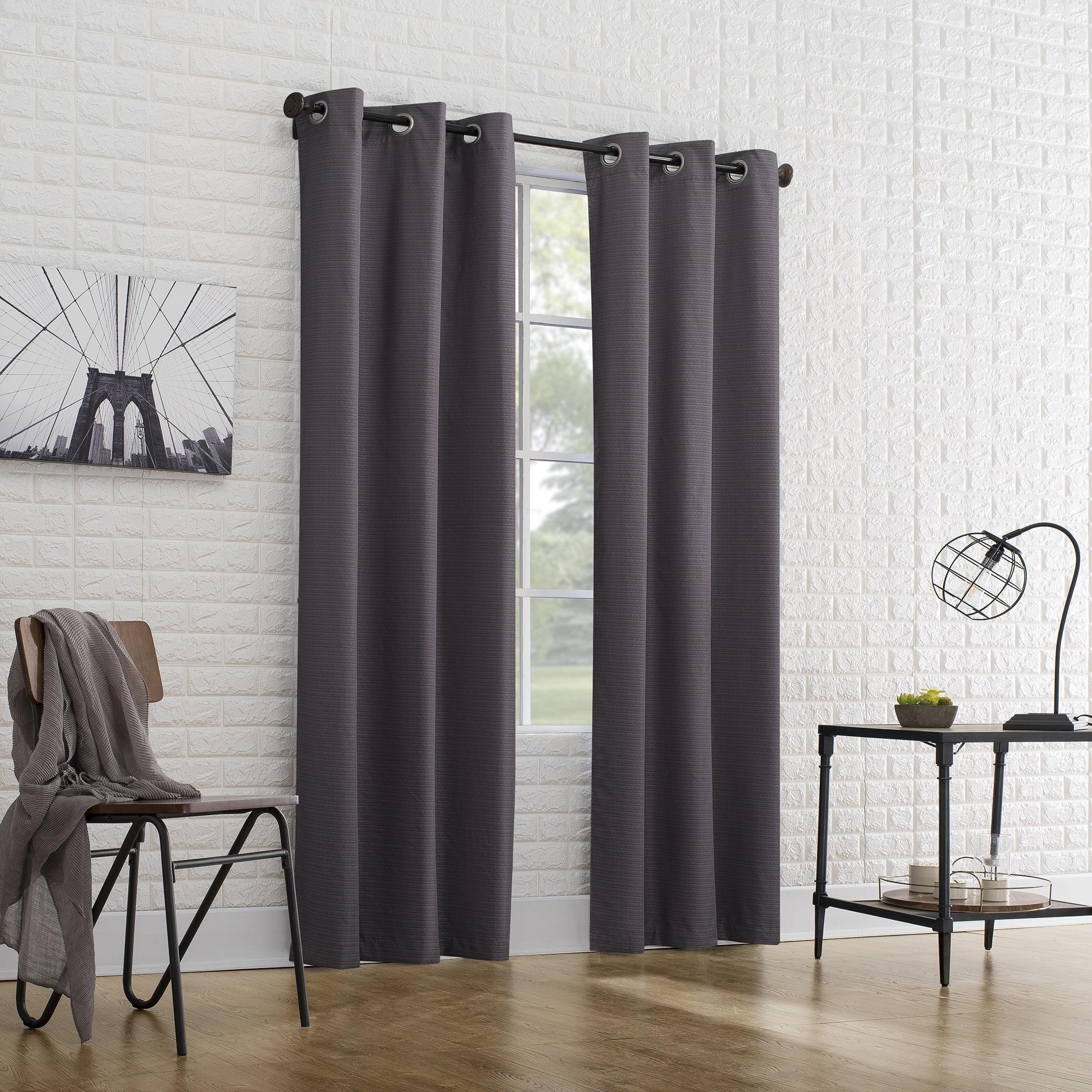 PAIRS OF DARK NAVY BLUE TEXTURED THERMAL EYELET BLOCK OUT LINED LIGHT CURTAINS 