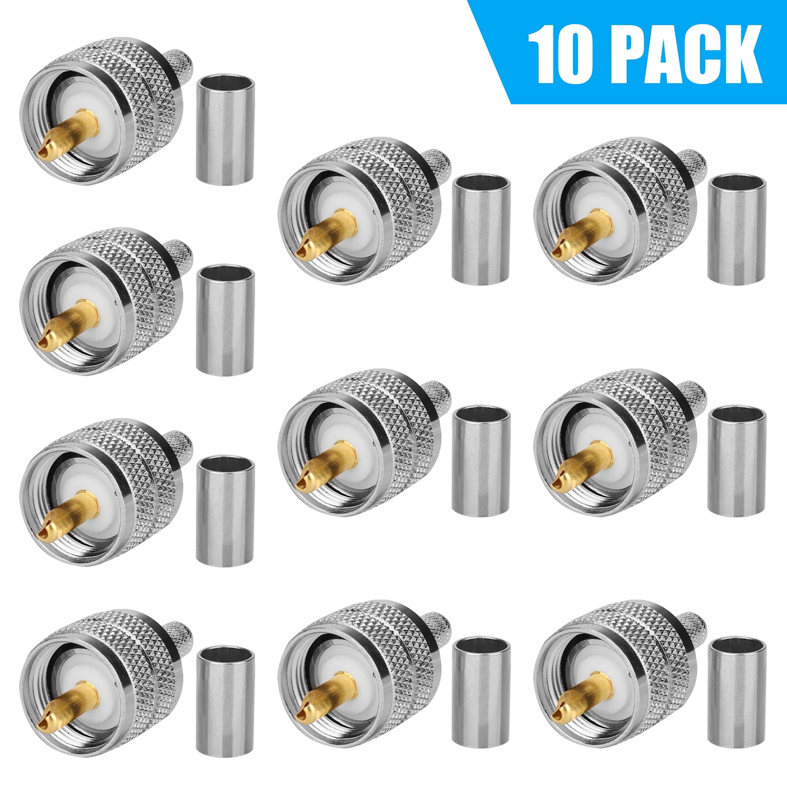 NEW 10 Pack PL259 Solder Connector Plug With Reducer for RG8X Coaxial Coax Cable 