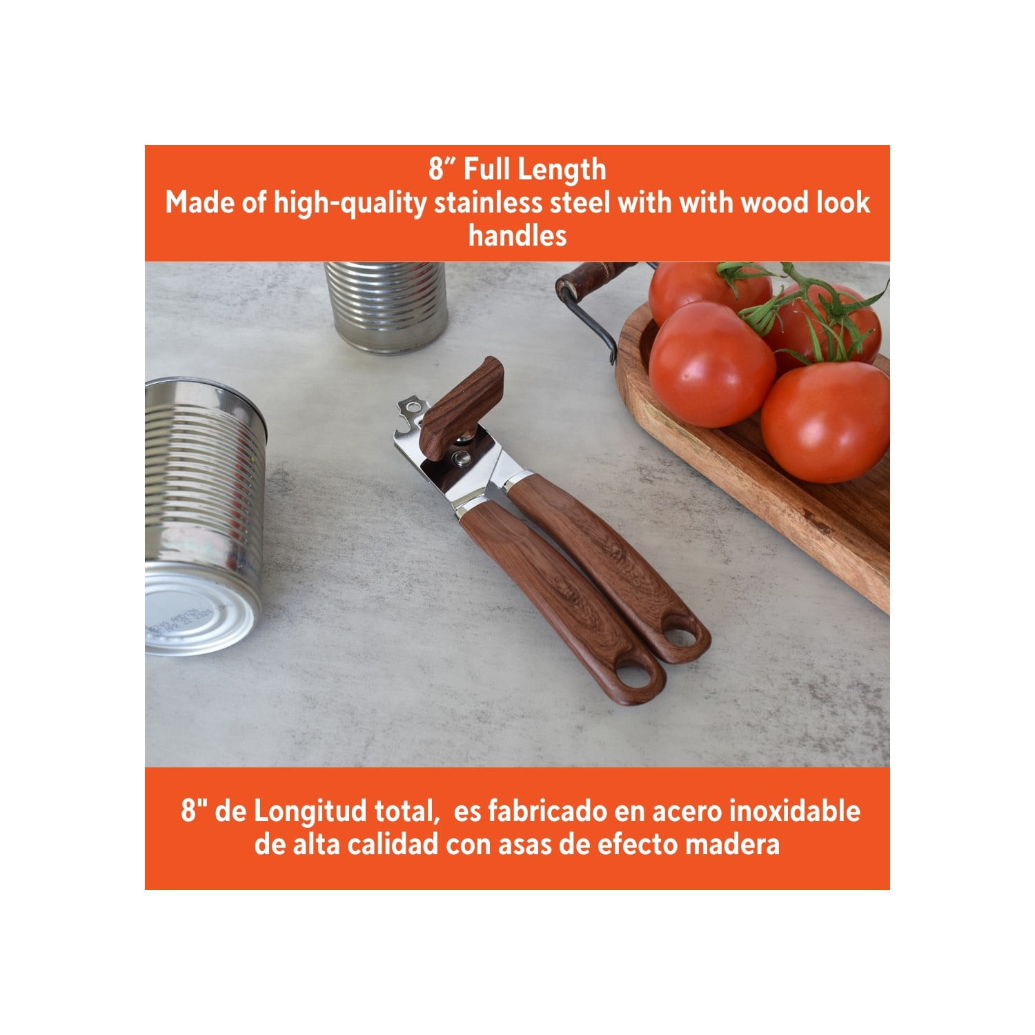 IMUSA  Chef WL Stainless Steel Can Opener with Wood Look Handles