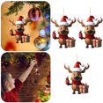 thumbnail image 3 of DQrwqpou 3 Piezas Alce Dibujos Animados Acrílico Navideño Con Sombrero Navidad Decoraciones Colgantes para (1), 3 of 4