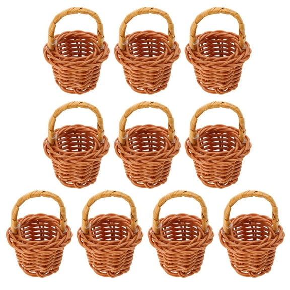 Set of 10 Small Flowers Baskets Mini Wovens Baskets with Handle DIY Craft Supply