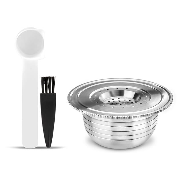 Stainless Steel Coffee Capsules Refillable Coffee Capsules with Spoon Brush Replacement for Bialetti Machines