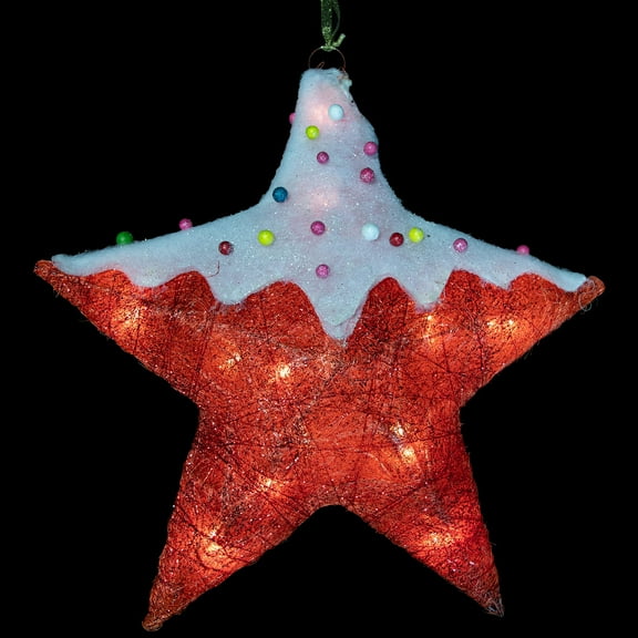 Northlight Lighted Candy Covered Sisal Star Christmas Window Decoration - 18" - Clear Lights