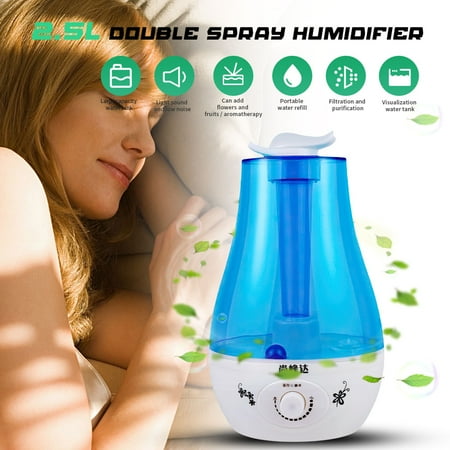 

Zengest Cool Mist Humidifiers - Double Spray 2.5L Large Capacity Quiet Ultrasonic Humidifiers For Bedroom