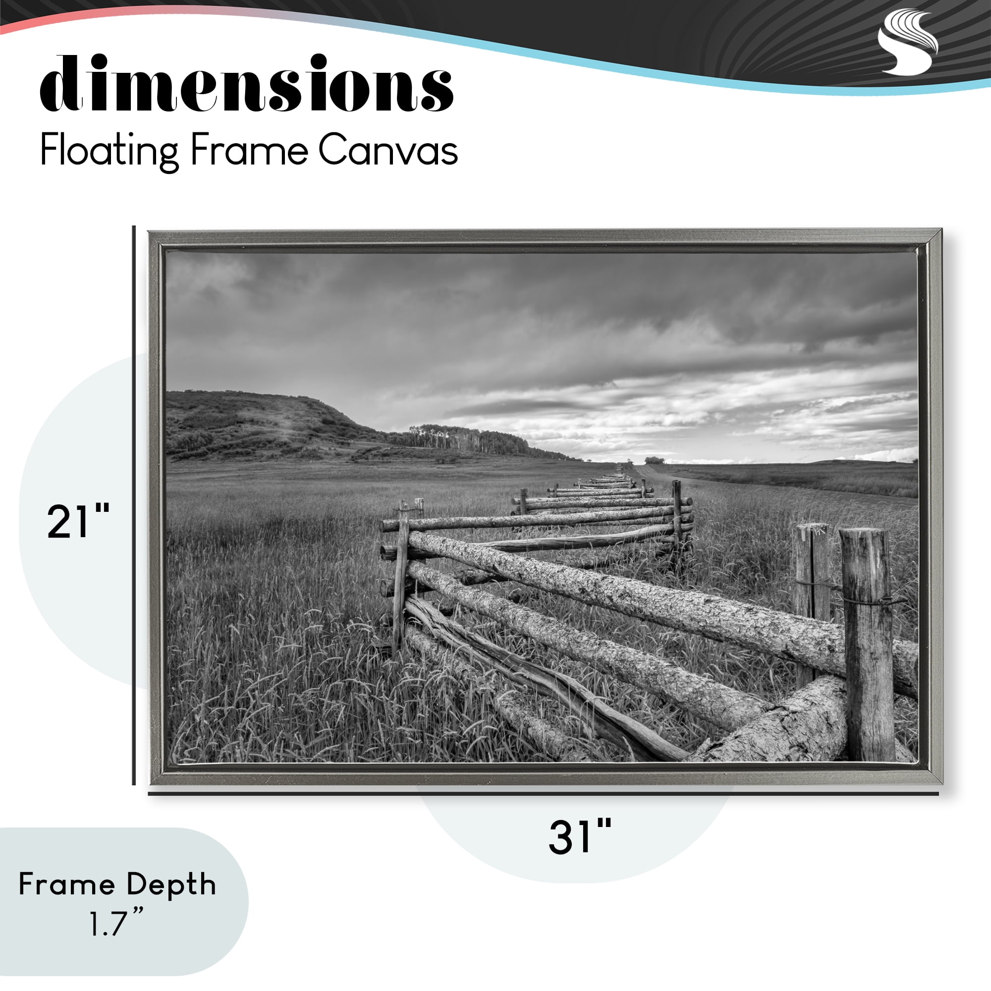 Stupell Industries Weathered Fence to Distant Horizon Gray Framed Floater Canvas Wall Art, design by Jon Evan