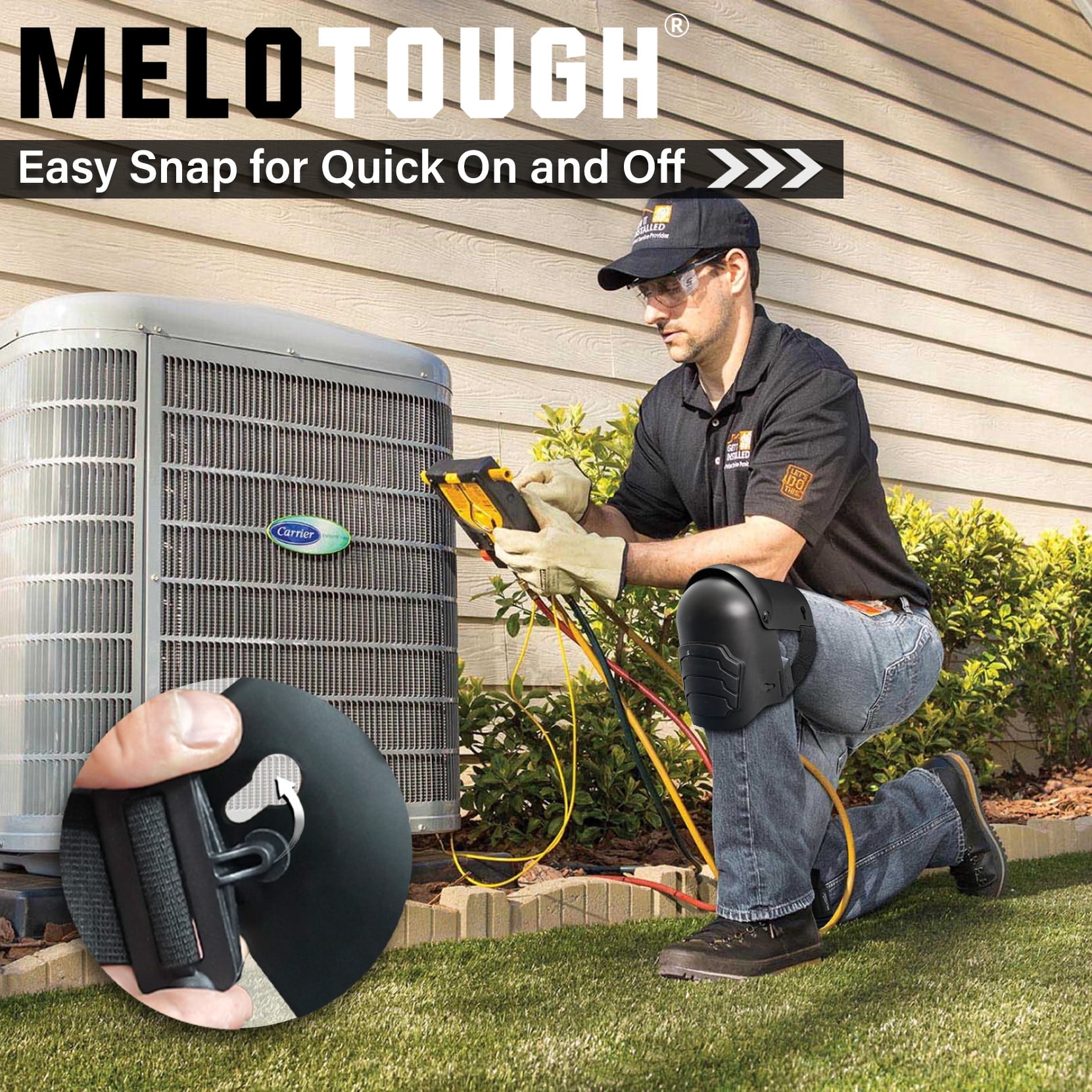 MELOTOUGH Knee Pads for Work,Construction,Flooring,Gardening-Comfortable and Flexible(BLACK)