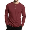 thumbnail image 5 of Inglocry Mens Long Sleeve Henley Shirts Stretch Casual 3 Button Tee Baisc Plain Soft Basic Tops For Men Wine M, 5 of 5