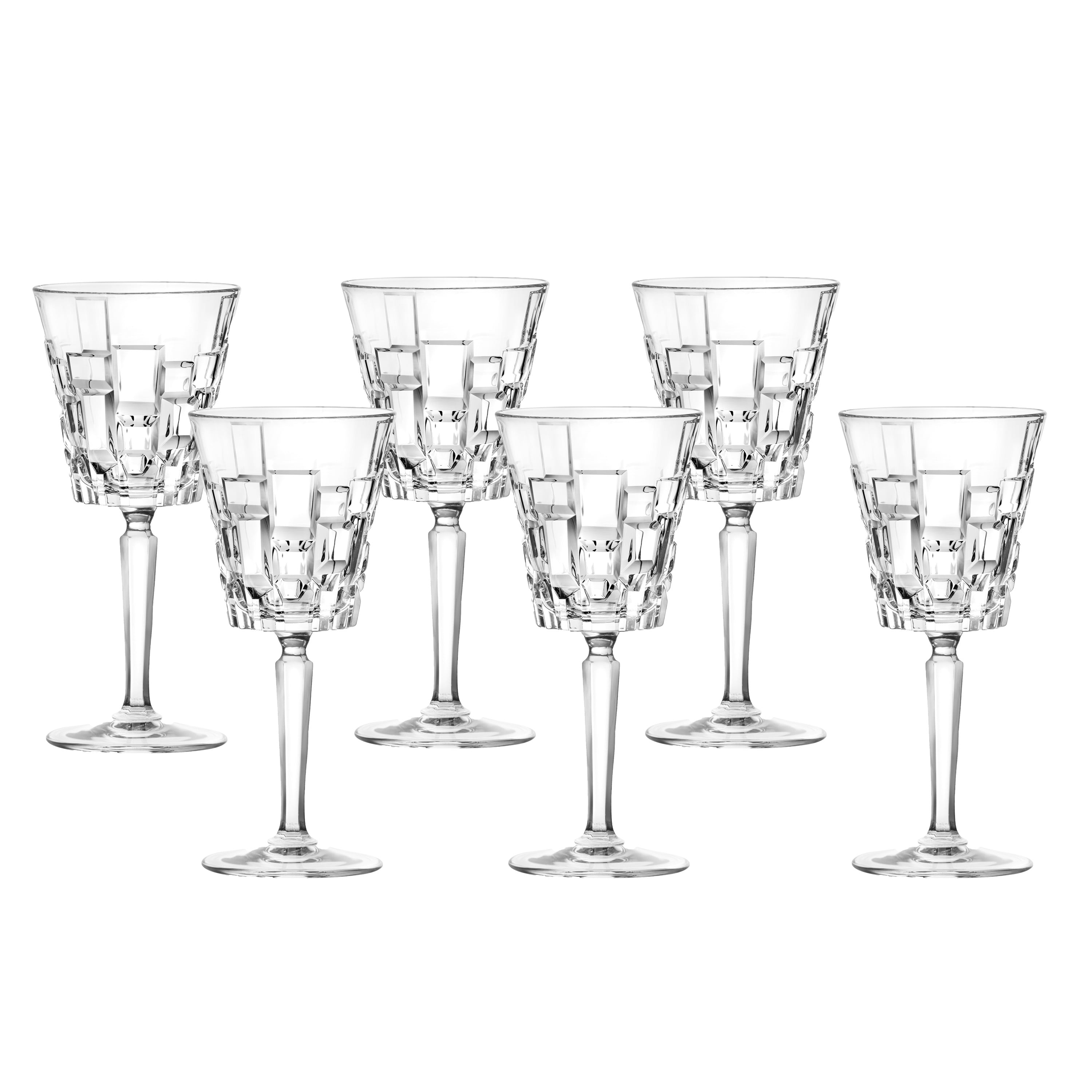 Elegant and Modern Drinkware Italian Crystal Glass Set for Hosting Parties and Events - Etna Set of 6 White Wine Goblets, Size: One size, Clear