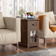 thumbnail image 5 of FAGAGA End Table for Living Room Set of 2,Farmhouse Nightstand with Drawer for Bedroom,Dark Walnut, 5 of 8