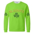 thumbnail image 5 of St. Patrick's Day Winter Layering Shamrock Sweatshirt Waffle Knit Long Sleeve Crewneck Casual Pullover for Men Women Holiday Wear Fluorescent Green XL, 5 of 5