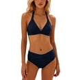 thumbnail image 2 of Bikini Sets for Women Halter Push Up Triangle Bikini Top with High Waisted Swim Bottom Two Piece Swimsuit Bathing Suit, 2 of 6