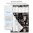thumbnail image 2 of No Hook Shower Curtain with Snap in Liner,Cafe Coffee Cup Retro Brown Waterproof Bath Curtain Double Layers with See Through Top Window,Graffiti Letter Back Hotel Shower Curtains 60x72in, 2 of 9