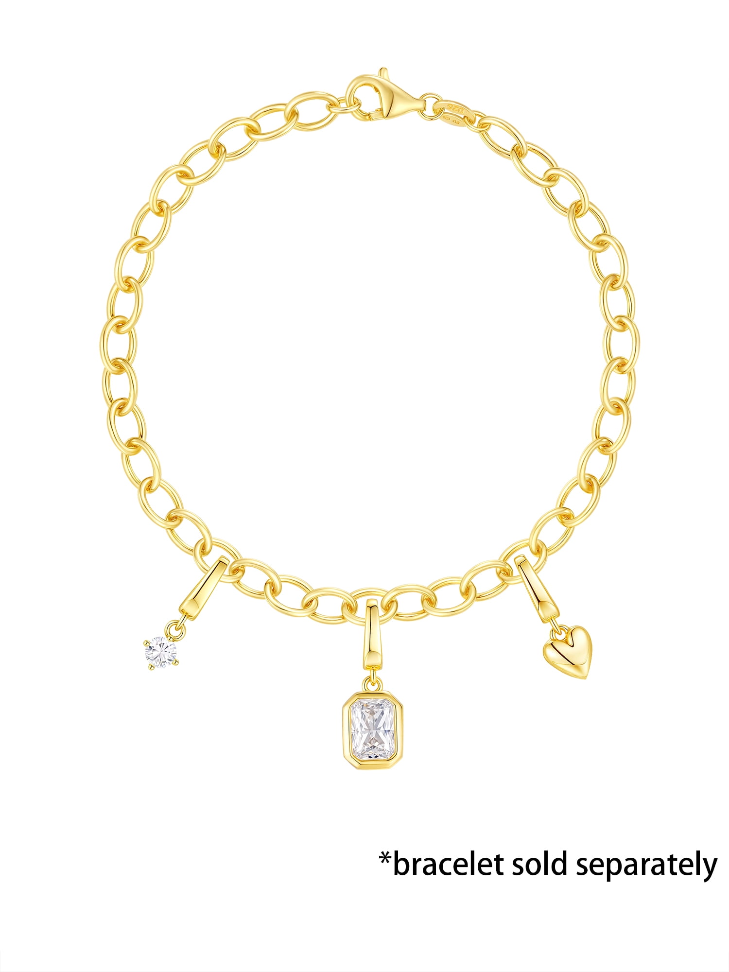 Brilliance Fine Jewelry Simulated Diamond Charm Set in 14KT Gold Plated Sterling Silver
