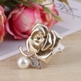 thumbnail image 2 of MasteelfCA Golden Rose Shape Car Perfume Clip Sparkling Rhinestone and Pearl Vent Clip Charms Aromatherapy Diffuser Solid Auto Vehicle Dashboard Bling Decor Gift with Random Cotton Pad, 2 of 8