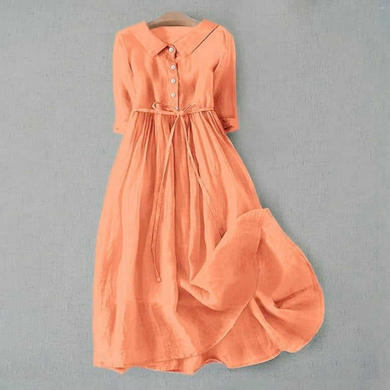 JLFKNG Leisure Ladys Dresses V Neck Short Sleeve Casual Dress Simple Solid Color Breathable Loose Fit Dresses Womens Daily Wear - Walmart.com JLFKNG Leisure Ladys Dresses V Neck Short Sleeve Casual Dress Simple Solid Color Breathable Loose Fit Dresses Womens Daily Wear - Walmart.com