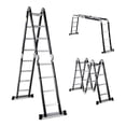 thumbnail image 1 of Escalera Multiposición 4.5 M Acero 16 Peldaños Plegable Retráctil Mantenimiento Hogar Soporta 150 kg, 1 of 8