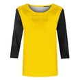 thumbnail image 4 of Besolor Women's Casual 3/4 Sleeve T-Shirts Round Neck Cute Tunic Tops Basic Tees Blouses Loose Color Block Pullover, 4 of 5