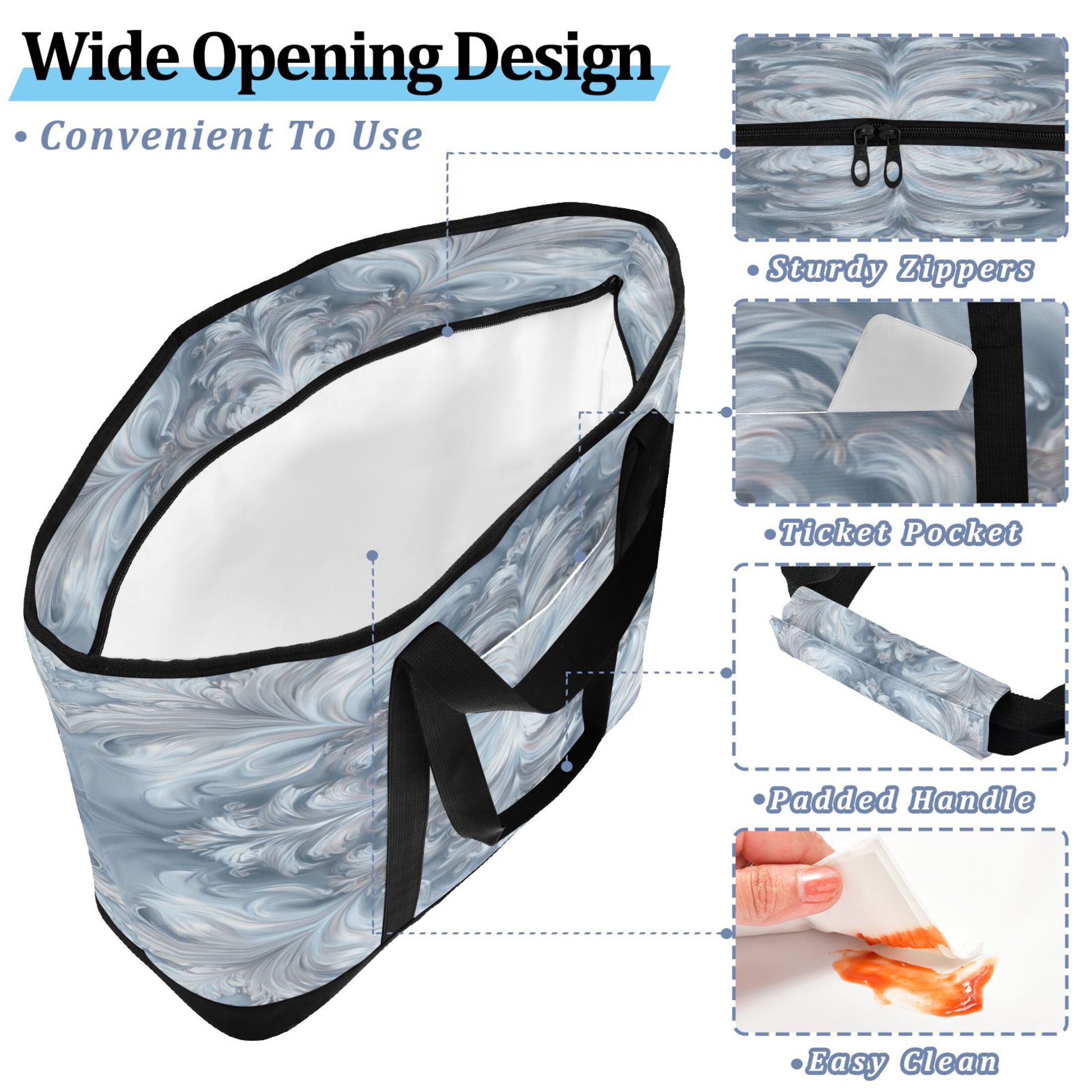 Extra-Large Wide Opening Design Capacity Hand-Held Ice Pack Thickened Insulation Layer For Long-Lasting Cold Retention For Outdoor Shopping Picnics And Camping High Brightness Fractal Design