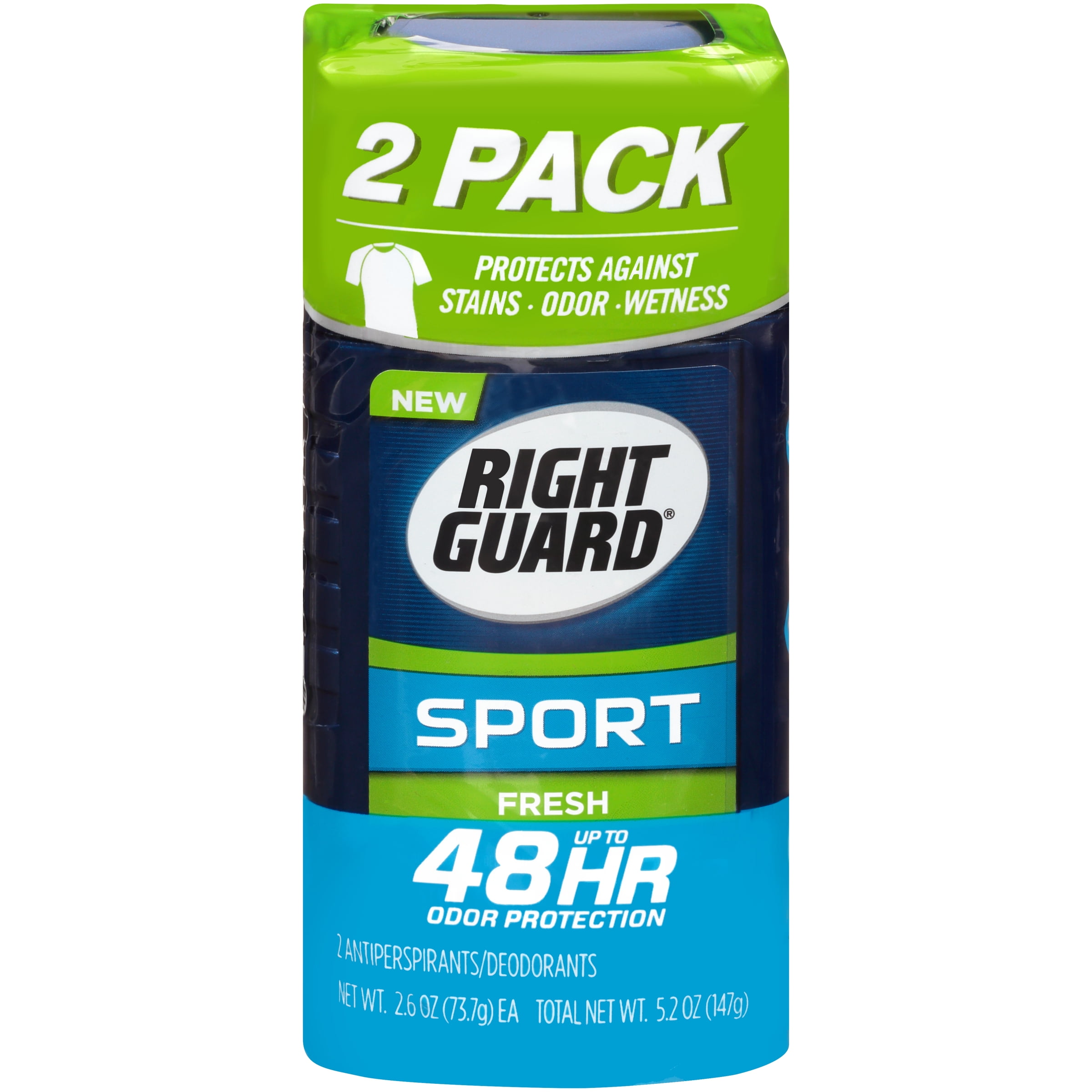 Right Guard Sport Antiperspirant Deodorant Invisible Solid Stick, Fresh, 2.6 oz (Pack of 2)