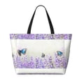 thumbnail image 2 of Honeii Lavender and Butterfly for Tote Bag with Adjustable Strap,Beach Bag, Waterproof Sandproof Beach Tote Bag, Large Capacity Foldable Beach Bags, 2 of 7