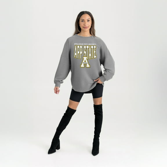 Women's Gameday Couture Gray Appalachian State Mountaineers Oversized Pure Motion Corded Sweatshirt