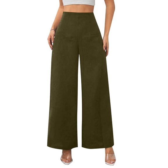 Women's High Waisted Wide Leg Pants Elegant Solid Loose Straight Trousers Casual Work Slacks