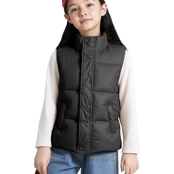 Happy Cherry Kids Winter Vest Lightweight Gilet Boys Body Drawstring Warmers Waistcoat 9-10 Years Black