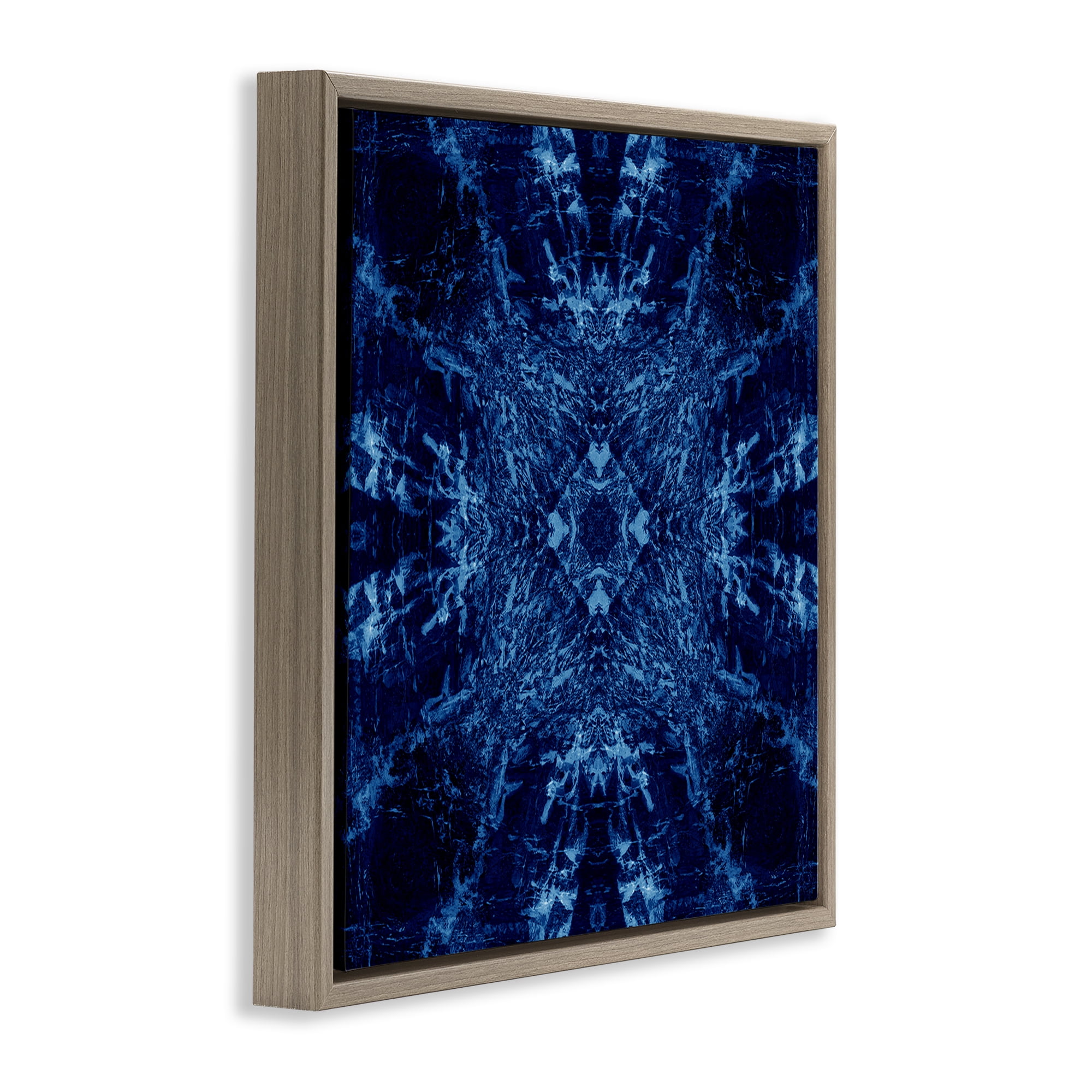 Stupell Industries Dark Tie Dye Style Abstract Painting Brown Floater Framed Canvas Art Print Wall Art, 25 x 25