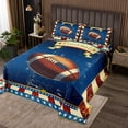 thumbnail image 1 of Couvre-lit de Football Américain Format Jumeau 2 Pcs, Ensembles de Literie Rétro à Rayures Rouges et Bleues à Carreaux pour Enfants Garçons Ados, Ensemble de Courtepointe Style Western à Thème Sports de Rugby avec 1 Taie d'Oreiller, 1 of 4