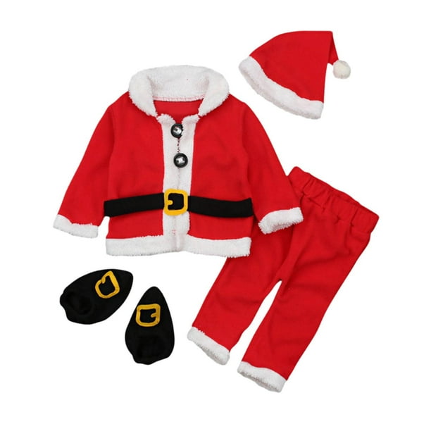 Conjunto de disfraz de Papá Noel para niños y niñas, traje de Papá Noel, ropa navideña para niños Altura 90 a 100cm