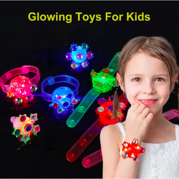 Light-Up Fidget Spinner Bracelets, Adjustable, LED, Glow-in-the-Dark, 2-Pack, Blue