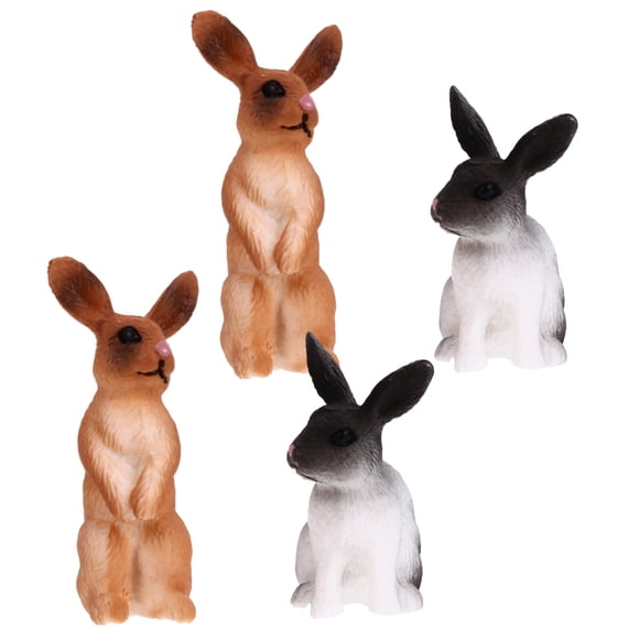 GOOHOCHY 4 Uds. De conejos de plástico realistas, decoración de conejos, adornos de escritorio
