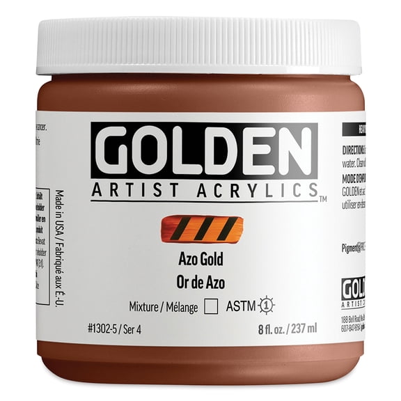 Golden Heavy Body Acrylic Paint - Azo Gold, 237 ml Jar
