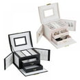 thumbnail image 4 of Jewelry Storage Box Drawer With Multi-layer Jewelry Box With Lock Jewelry Box For MenWomen And Men White/Black, 4 of 10