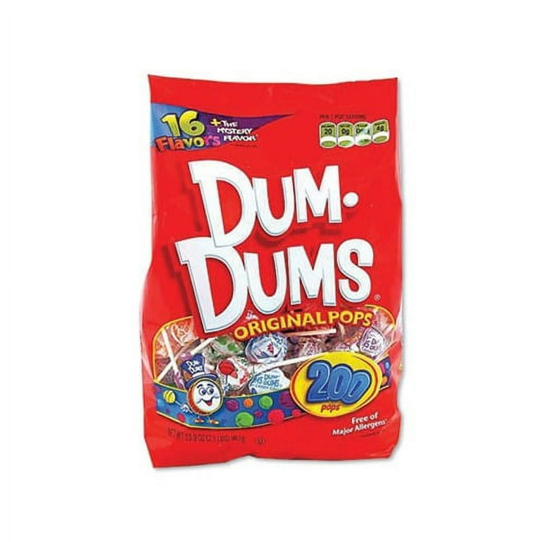 Dum-Dum-Pops, Assorted, Individually Wrapped, 33.9 oz, 200/Pack Dum-Dum-Pops, Assorted, Individually Wrapped, 33.9 oz, 200/Pack