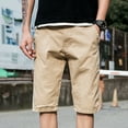 thumbnail image 5 of SWSMCLT Men's Capri Short with Pocket Outdoor Solid Shorts Flat Front Full Cotton Below Knee Summer Regular Fit Straight Leg Fashion Khaki 40, 5 of 5