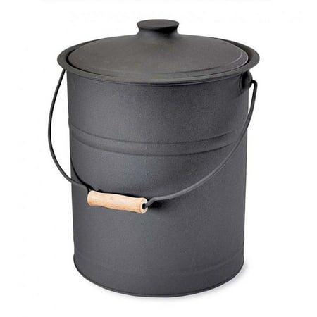 Plow & Hearth Double Bottom Galvanized Steel Ash Bucket with Handle