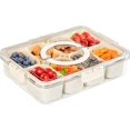 thumbnail image 1 of Contenedor de caja de aperitivos, bandeja de aperitivos dividida transparente con tapa, contenedor de caja de aperitivos portátil hermético, bandeja de servir dividida para embutidos, frutas, verduras, 1 of 1