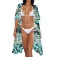 thumbnail image 3 of HELLHERO Loose Fit Bathing Suit Cover Up for Summer Polyester Lightweight Long Kimono Swimsuit Cover Up Turtle Print, 3 of 6